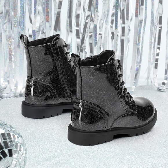 Dream Pairs Boys Girls Black Side Zipper Combat Thermoplastic Elastomers Boot - Picture 4 of 5